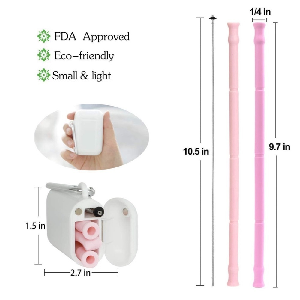 Reusable Silicone Collapsible Straw with Carrying Case - Picture 7 of 16